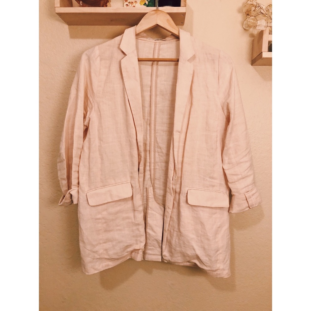 Pale Peachy-Pink Linen Blazer